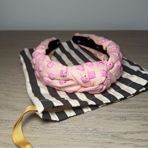 Lele Sadoughi Bubblegum Splatter Woven Studded Headband
